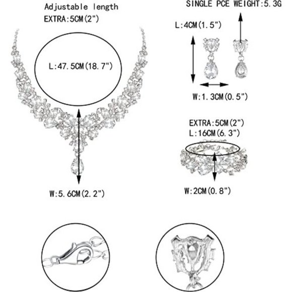 NEW Sparkling Bling Swarovski Crystal Rhinestone Wedding Necklace Set + … - Picture 16 of 16